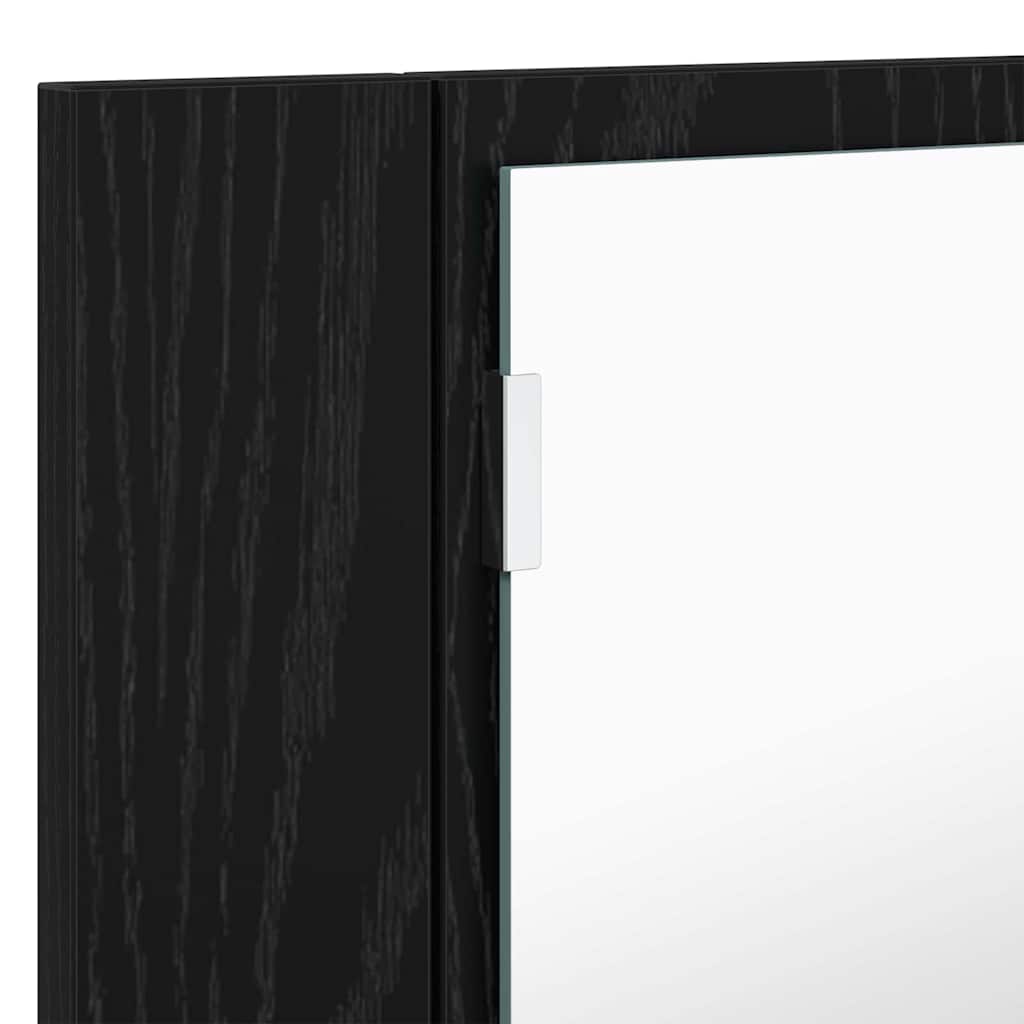 vidaXL Szafka z lustrem do łazienki z półką Czarny Dąb 80 x 12 x 45 cm