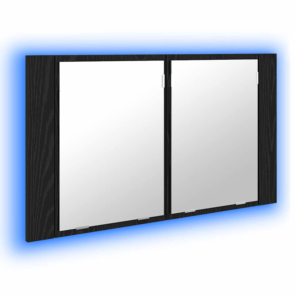vidaXL Szafka z lustrem do łazienki z półką Czarny Dąb 80 x 12 x 45 cm