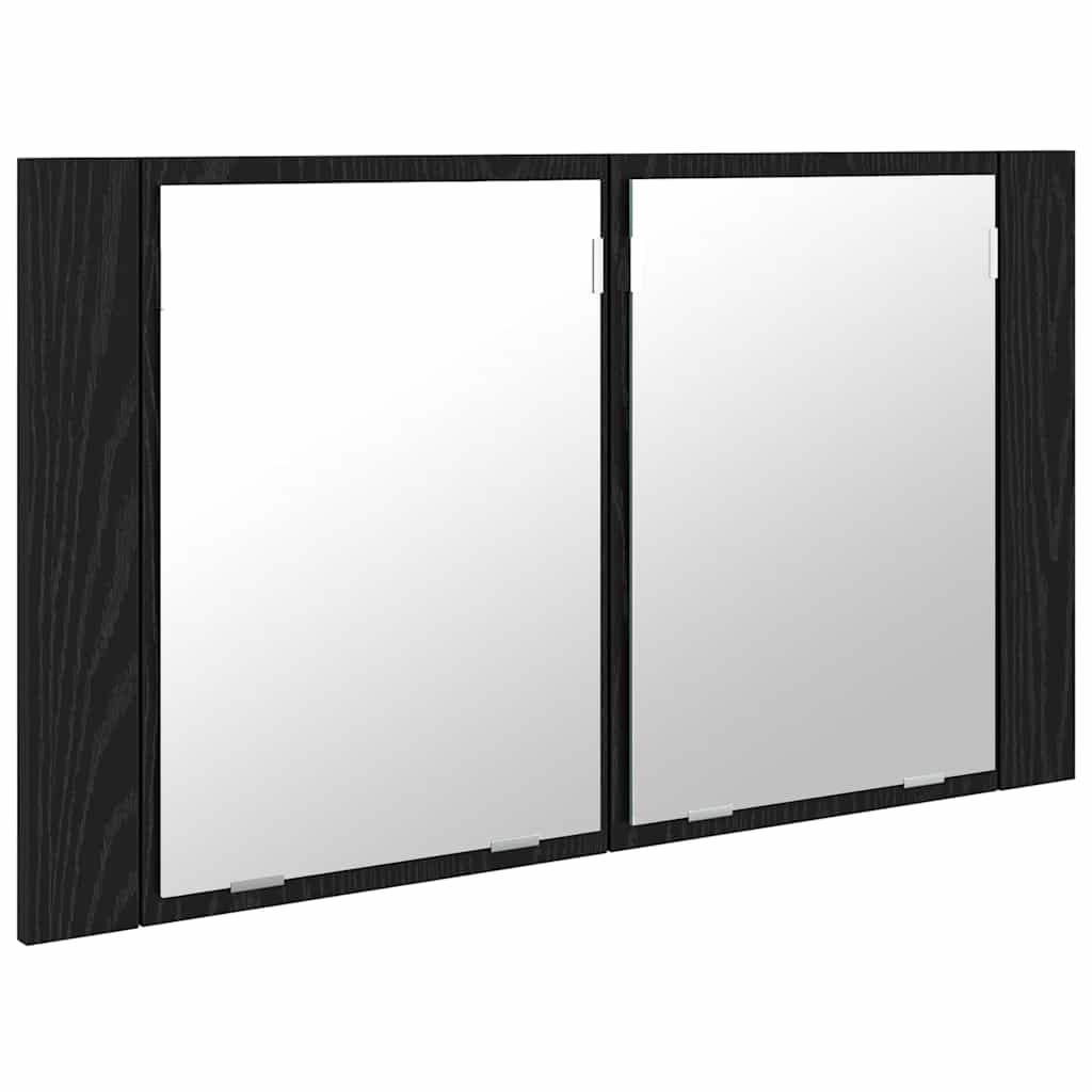 vidaXL Szafka z lustrem do łazienki z półką Czarny Dąb 80 x 12 x 45 cm
