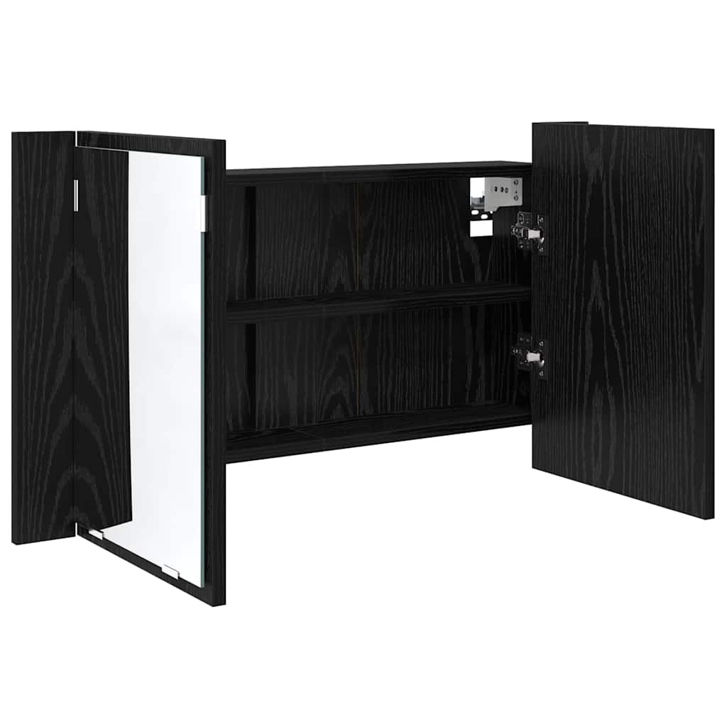 vidaXL Szafka z lustrem do łazienki z półką Czarny Dąb 80 x 12 x 45 cm