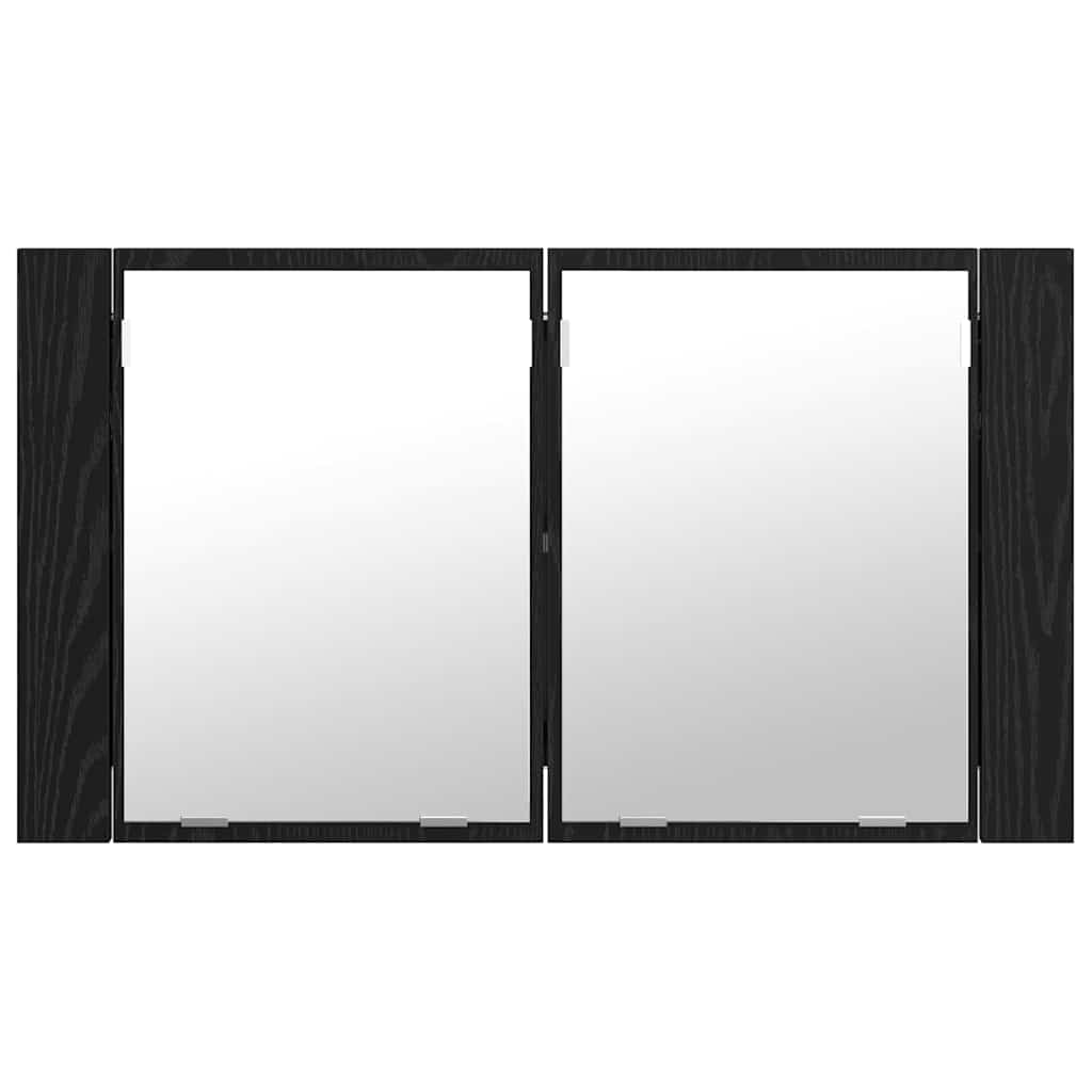vidaXL Szafka z lustrem do łazienki z półką Czarny Dąb 80 x 12 x 45 cm