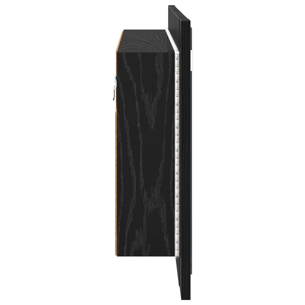 vidaXL Szafka z lustrem do łazienki z półką Czarny Dąb 80 x 12 x 45 cm