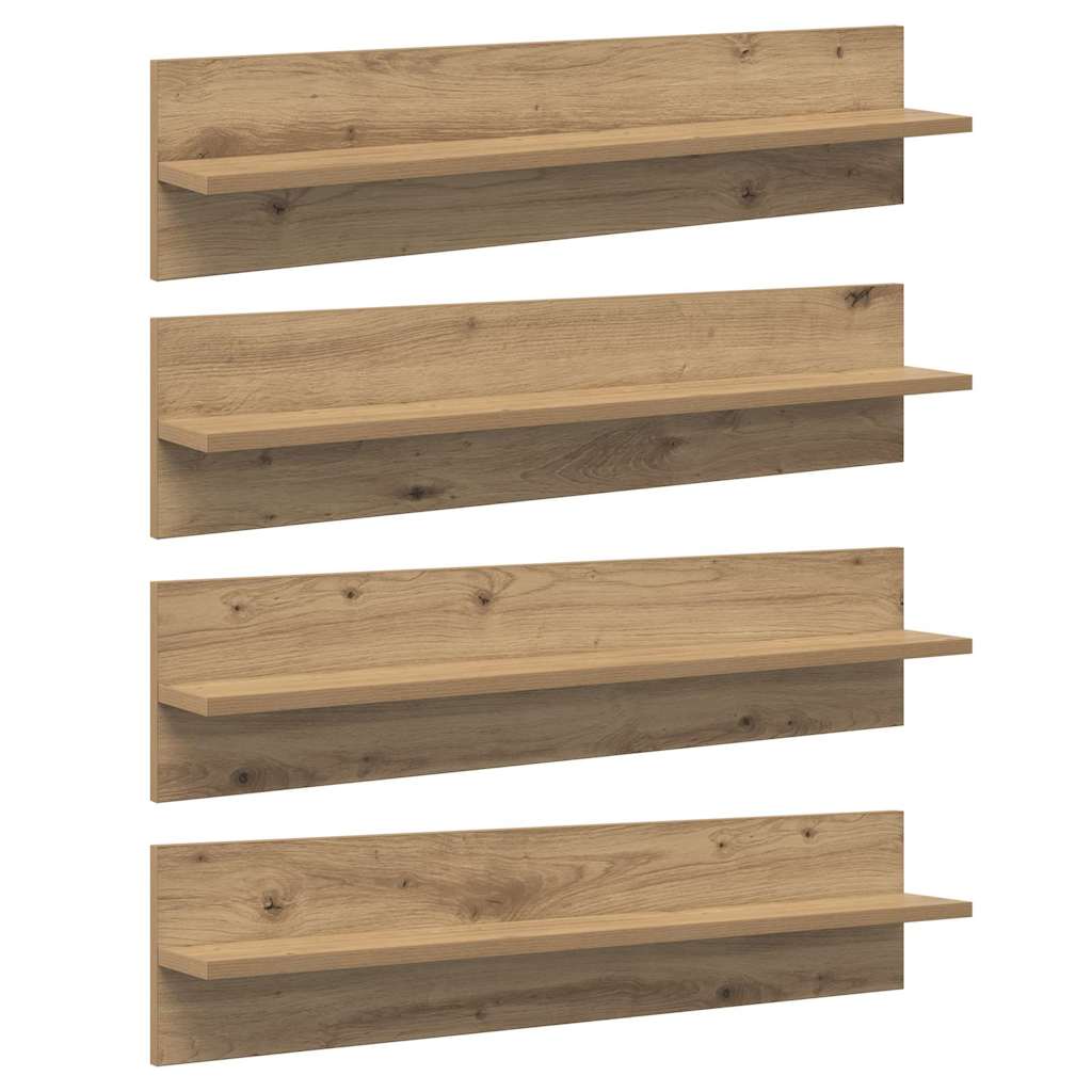 vidaXL Półki ścienne z półką 4 pcs Dąb rzemieślniczy 80 x 11,5 x 18 cm