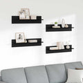 vidaXL Półki ścienne z półką 4 pcs Czarny Dąb 80 x 11,5 x 18 cm