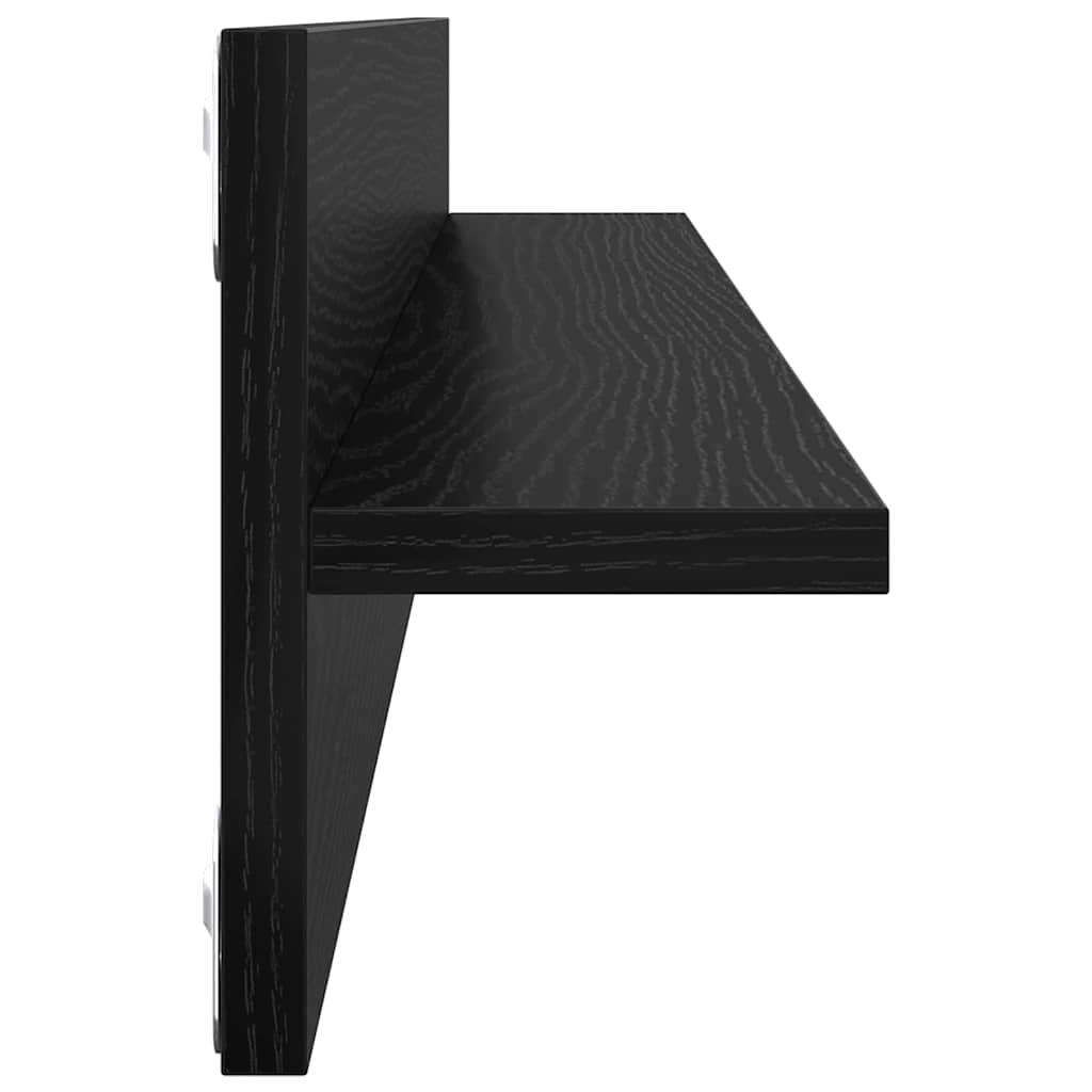 vidaXL Półki ścienne z półką 4 pcs Czarny Dąb 80 x 11,5 x 18 cm