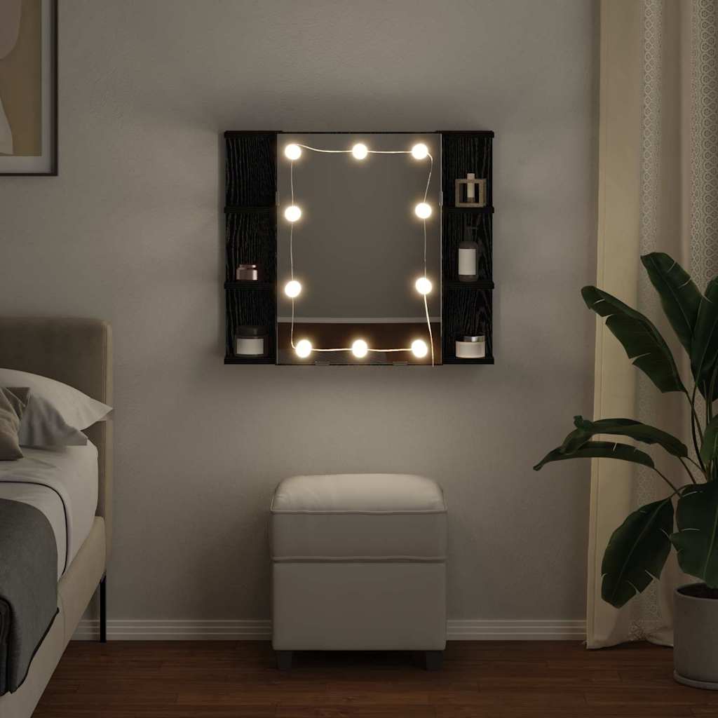 vidaXL Szafka z lustrem z półką Z lustrem Czarny Dąb 70 x 16,5 x 60 cm