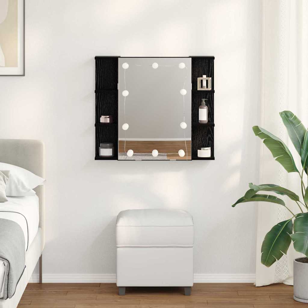 vidaXL Szafka z lustrem z półką Z lustrem Czarny Dąb 70 x 16,5 x 60 cm