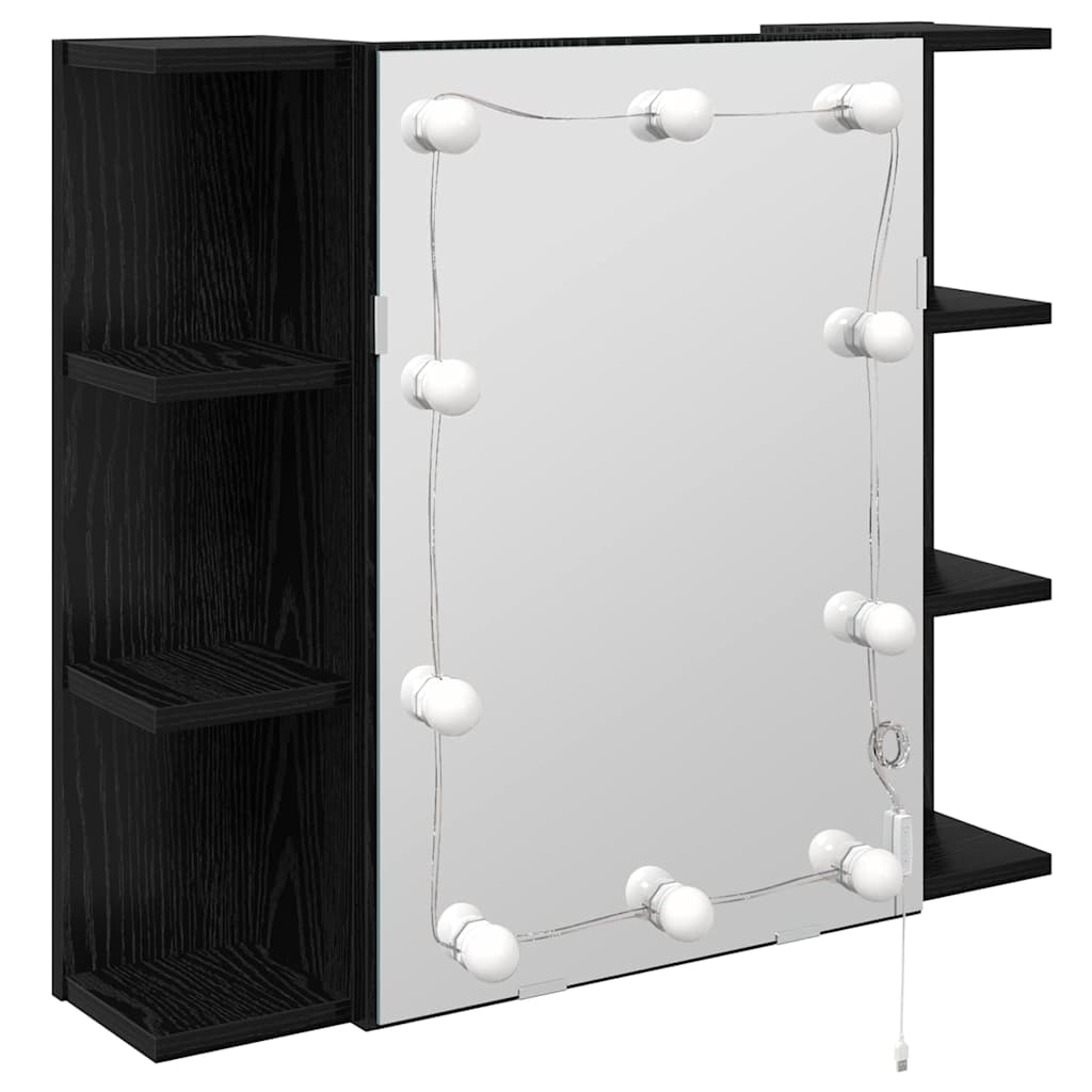 vidaXL Szafka z lustrem z półką Z lustrem Czarny Dąb 70 x 16,5 x 60 cm