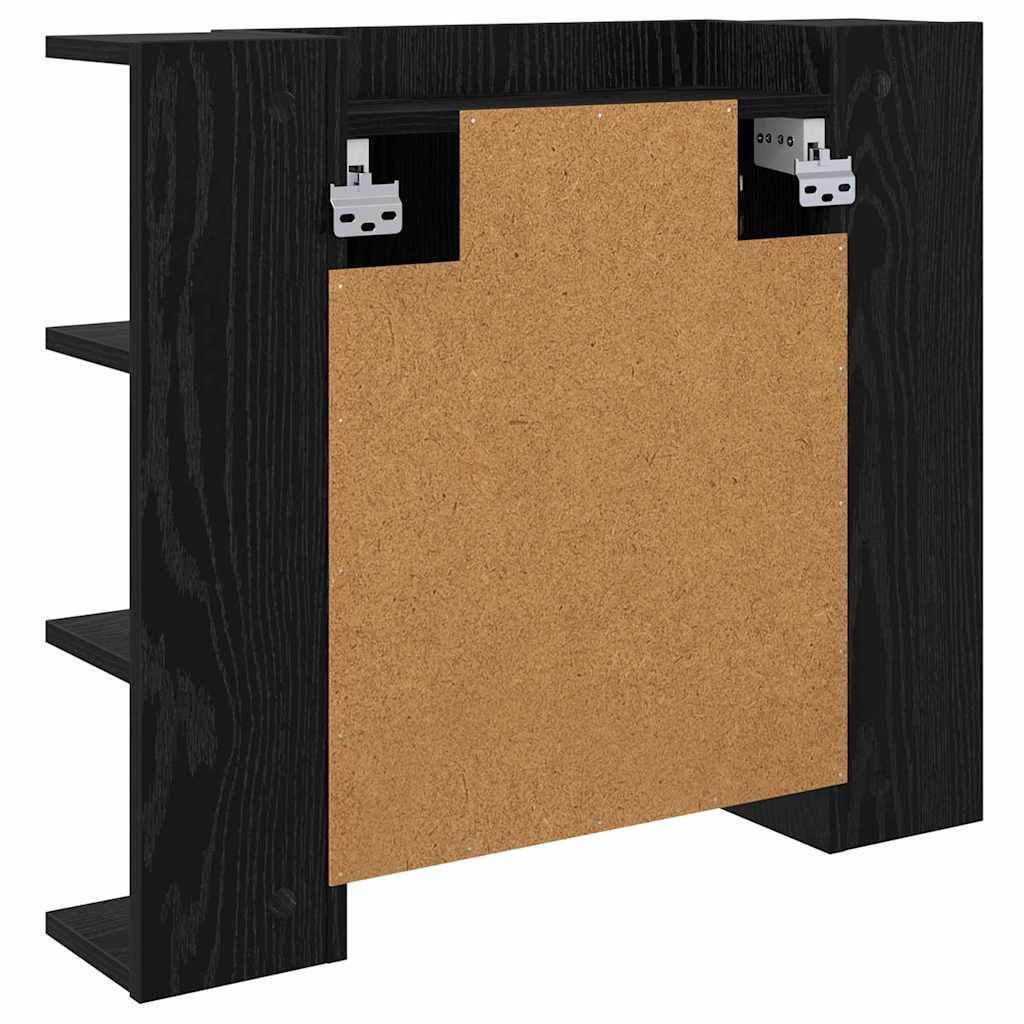 vidaXL Szafka z lustrem z półką Z lustrem Czarny Dąb 70 x 16,5 x 60 cm