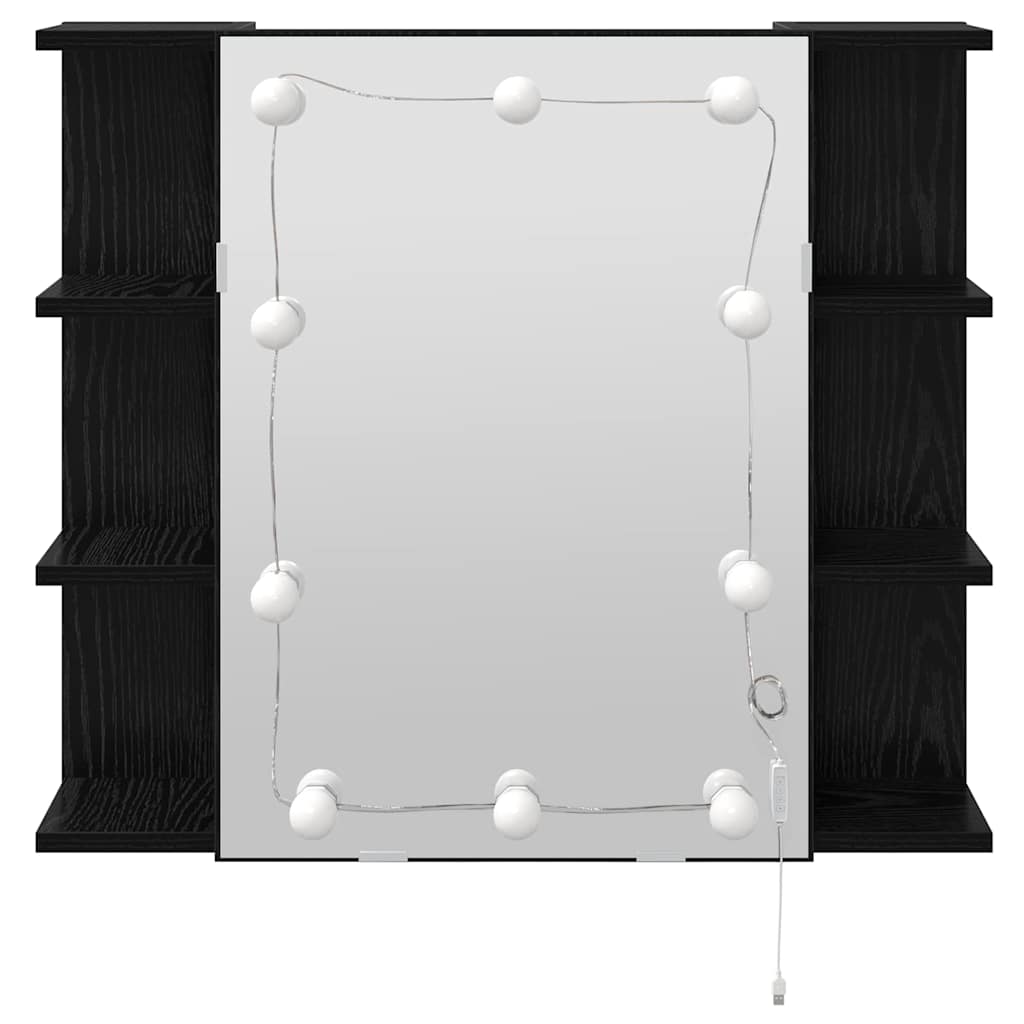 vidaXL Szafka z lustrem z półką Z lustrem Czarny Dąb 70 x 16,5 x 60 cm