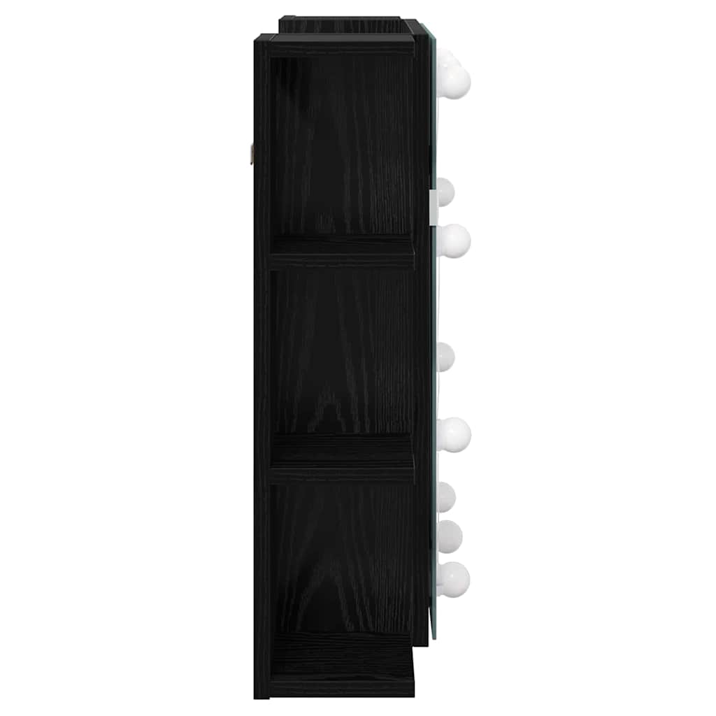 vidaXL Szafka z lustrem z półką Z lustrem Czarny Dąb 70 x 16,5 x 60 cm