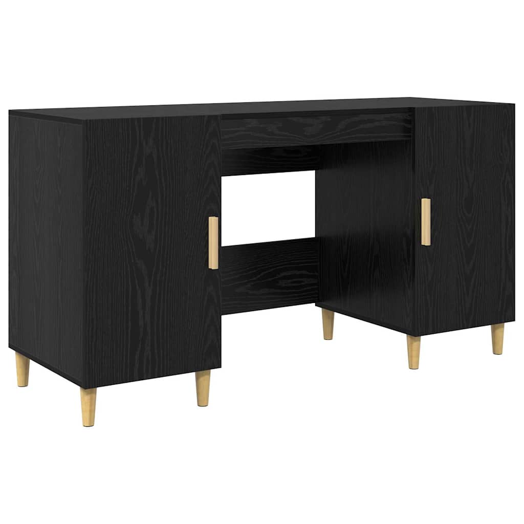 vidaXL Biurko Czarny Dąb 140 x 50 x 75 cm Materiał drewnopochodny