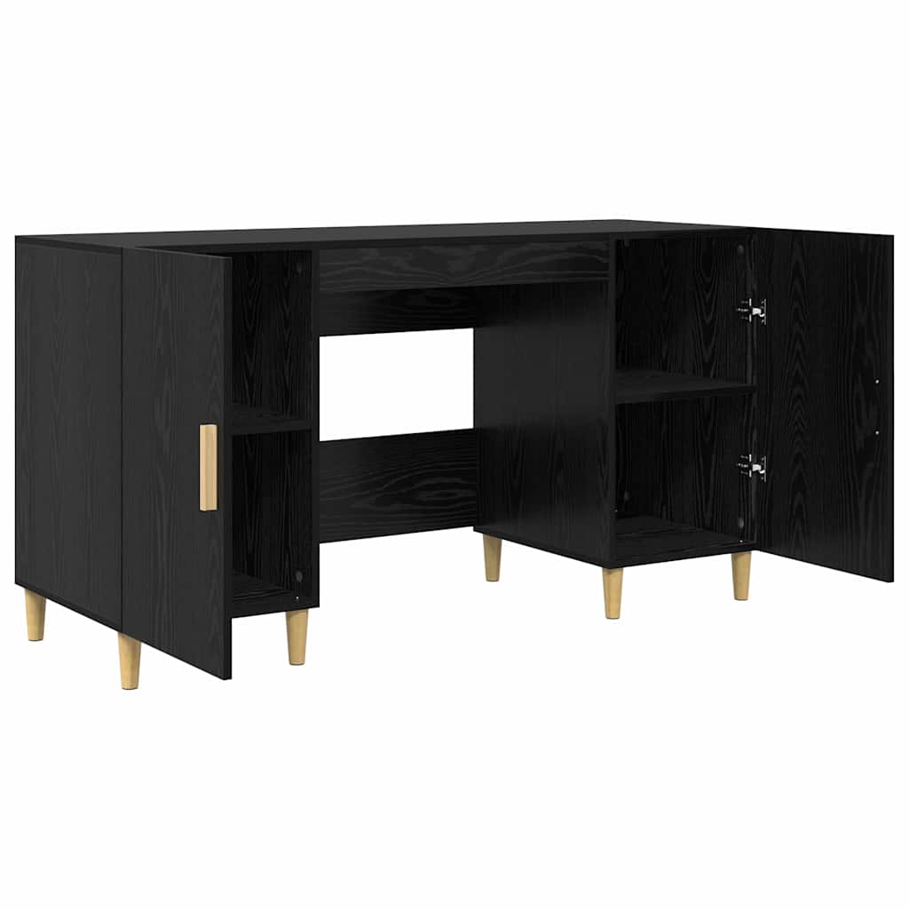 vidaXL Biurko Czarny Dąb 140 x 50 x 75 cm Materiał drewnopochodny