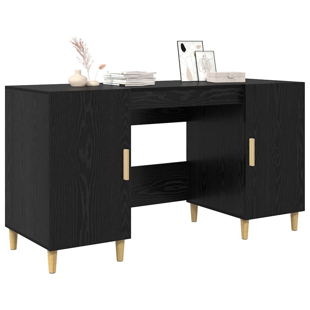 vidaXL Biurko Czarny Dąb 140 x 50 x 75 cm Materiał drewnopochodny