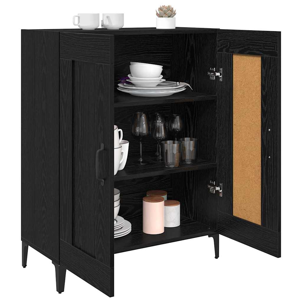vidaXL Bufet Czarny Dąb 69,5 x 34 x 90 cm Materiał drewnopochodny