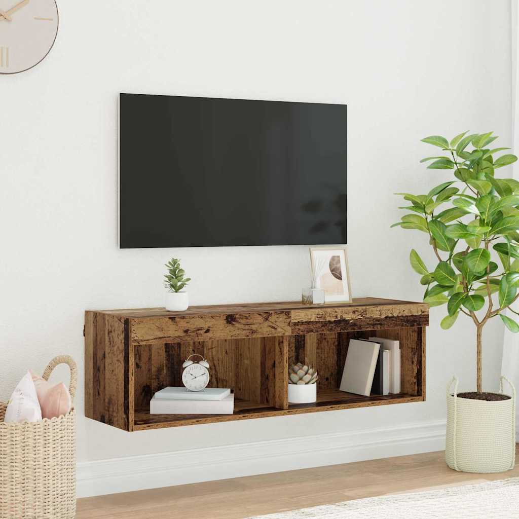 vidaXL Zestaw szafek RTV z LED Stare drewno 100 x 30 x 30 cm