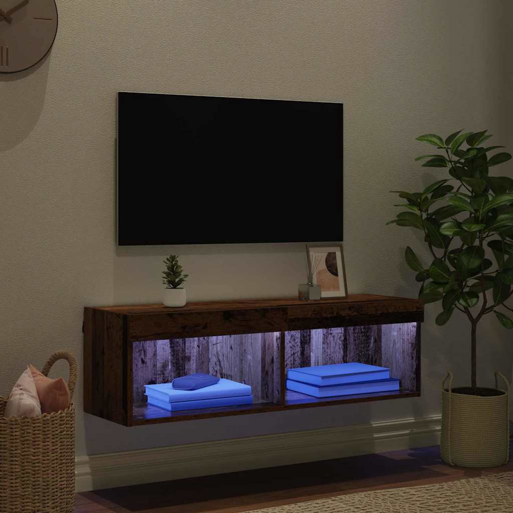 vidaXL Zestaw szafek RTV z LED Stare drewno 100 x 30 x 30 cm