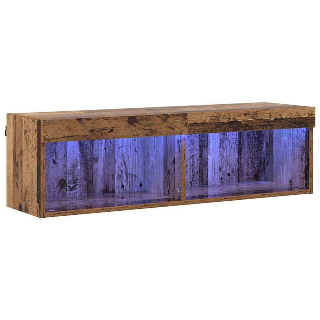 vidaXL Zestaw szafek RTV z LED Stare drewno 100 x 30 x 30 cm