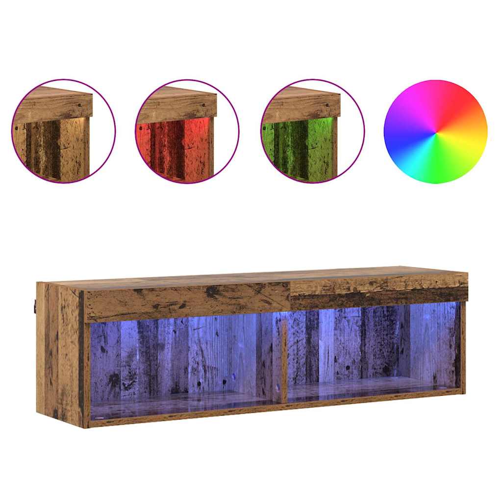 vidaXL Zestaw szafek RTV z LED Stare drewno 100 x 30 x 30 cm