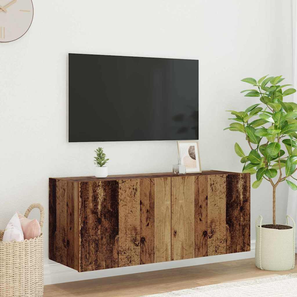 vidaXL Szafka pod telewizor z LED Stare drewno 100 x 35 x 41 cm