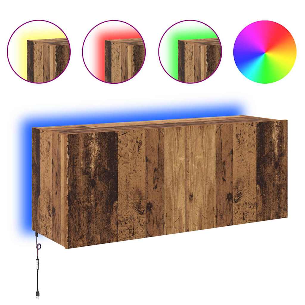 vidaXL Szafka pod telewizor z LED Stare drewno 100 x 35 x 41 cm
