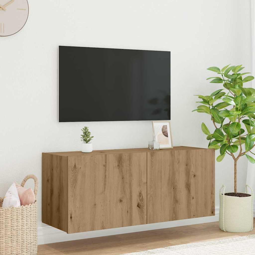 vidaXL Szafka pod telewizor z LED Dąb rzemieślniczy 100 x 35 x 41 cm