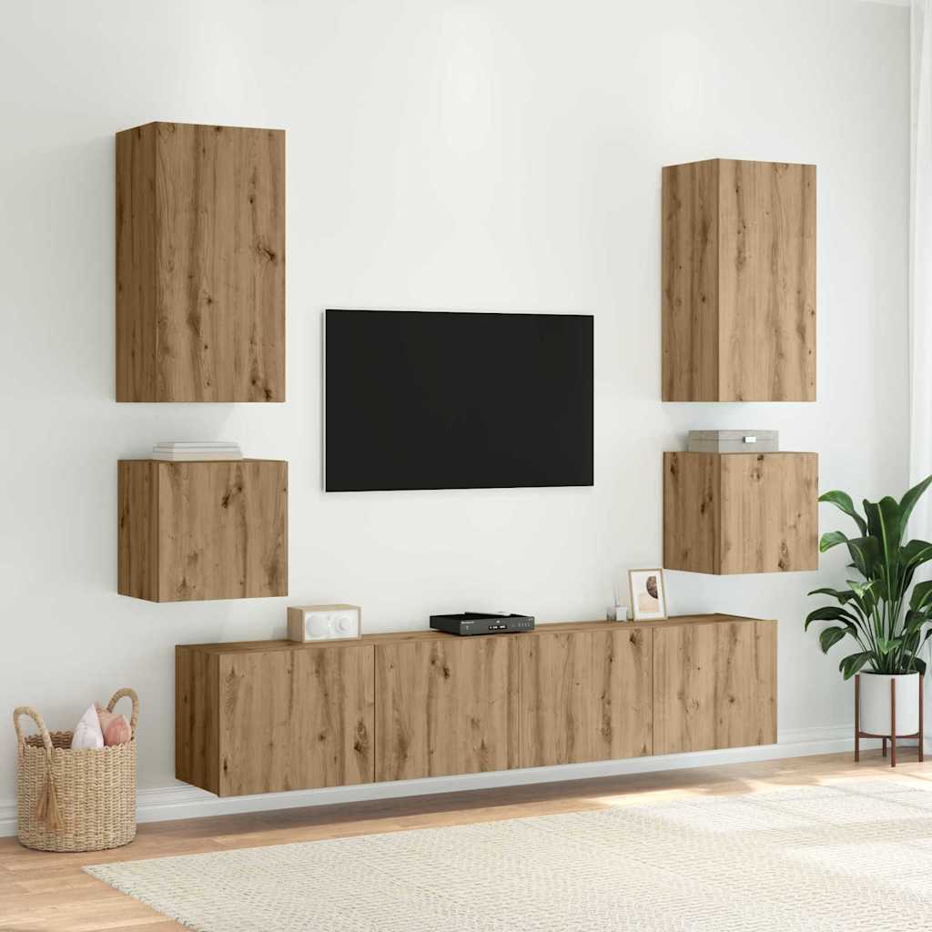 vidaXL Szafka pod telewizor z LED Dąb rzemieślniczy 100 x 35 x 41 cm