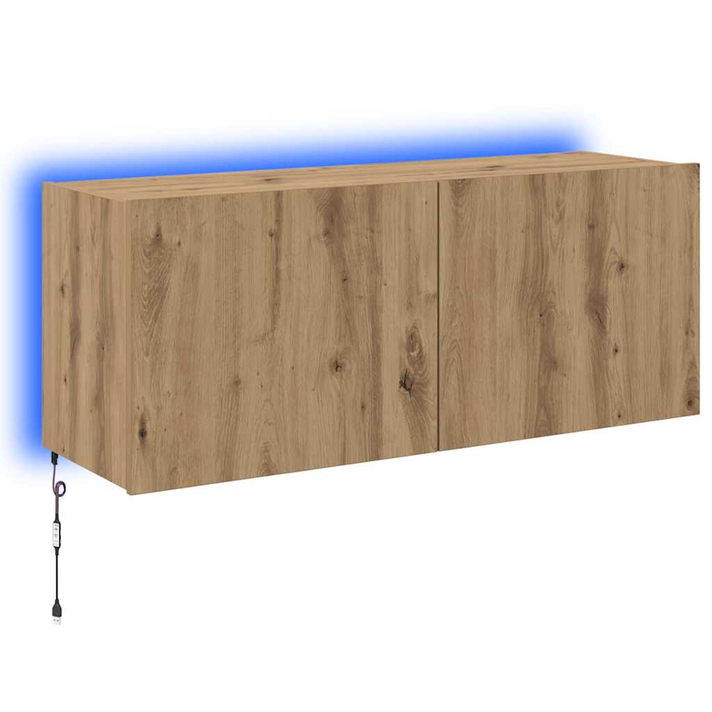 vidaXL Szafka pod telewizor z LED Dąb rzemieślniczy 100 x 35 x 41 cm