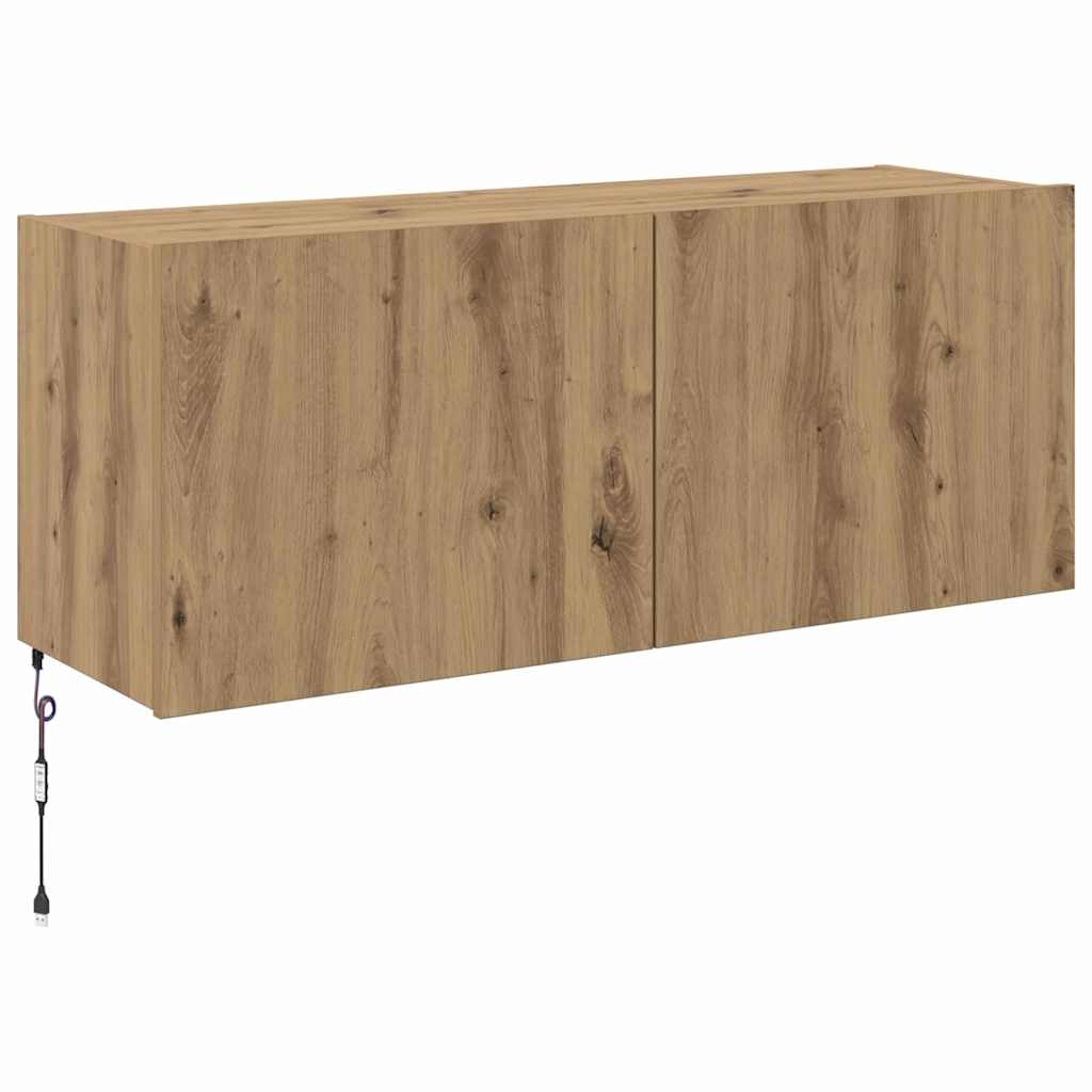 vidaXL Szafka pod telewizor z LED Dąb rzemieślniczy 100 x 35 x 41 cm