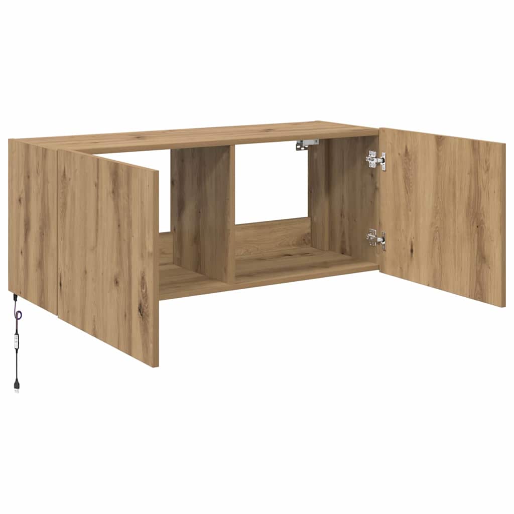 vidaXL Szafka pod telewizor z LED Dąb rzemieślniczy 100 x 35 x 41 cm
