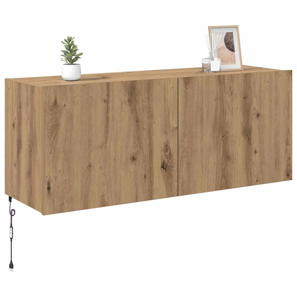 vidaXL Szafka pod telewizor z LED Dąb rzemieślniczy 100 x 35 x 41 cm