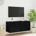 vidaXL Szafka pod telewizor z LED Czarny Dąb 100 x 35 x 41 cm