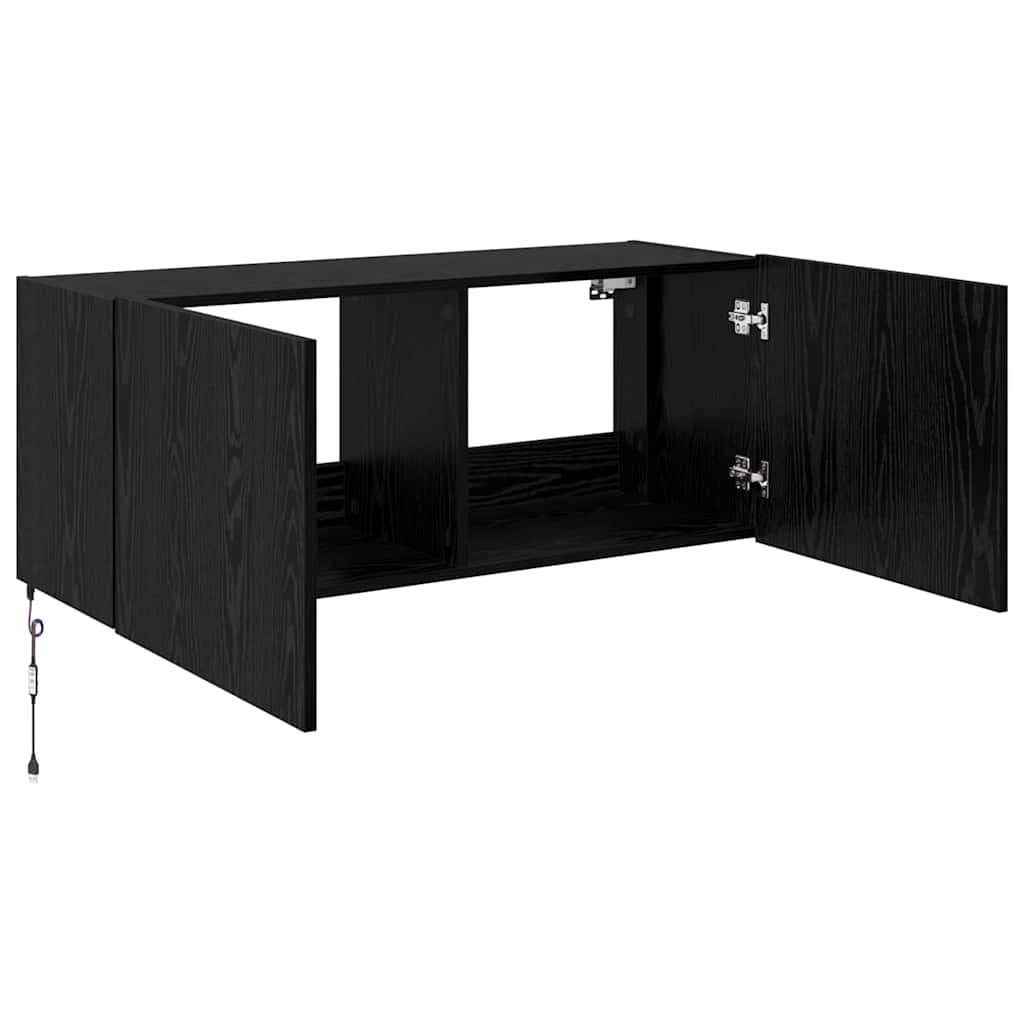 vidaXL Szafka pod telewizor z LED Czarny Dąb 100 x 35 x 41 cm