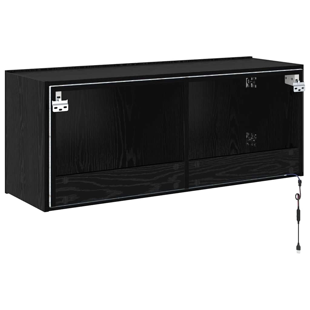 vidaXL Szafka pod telewizor z LED Czarny Dąb 100 x 35 x 41 cm