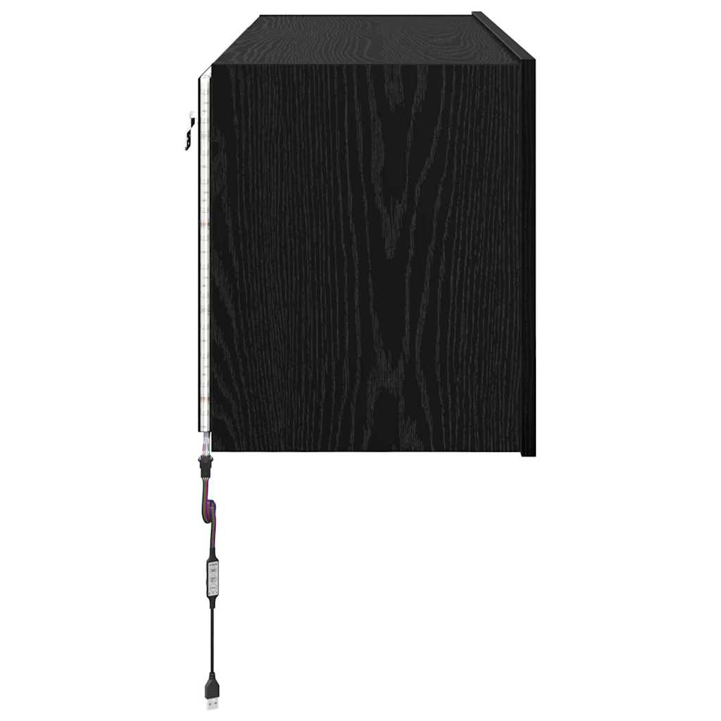 vidaXL Szafka pod telewizor z LED Czarny Dąb 100 x 35 x 41 cm