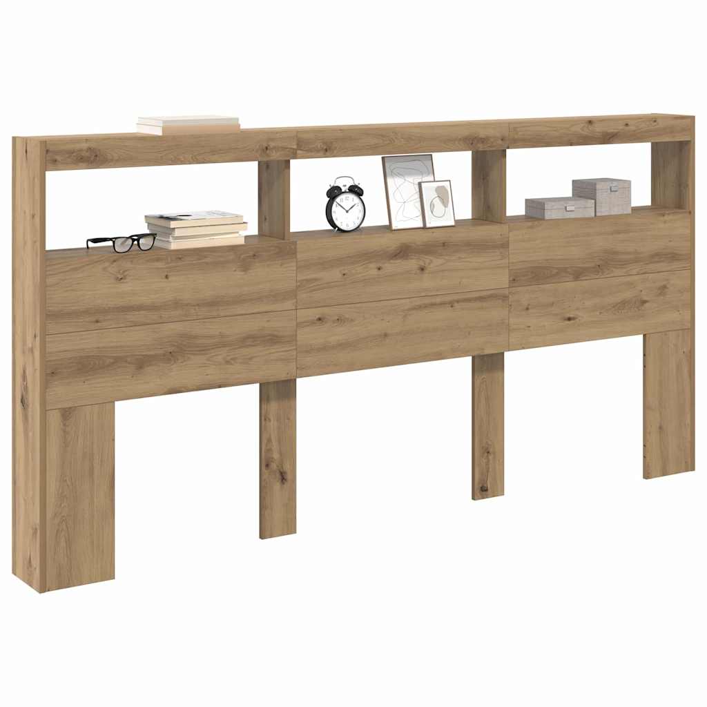 vidaXL Zagłówek Ze LED Lights Dąb rzemieślniczy 200 x 17 x 102 cm