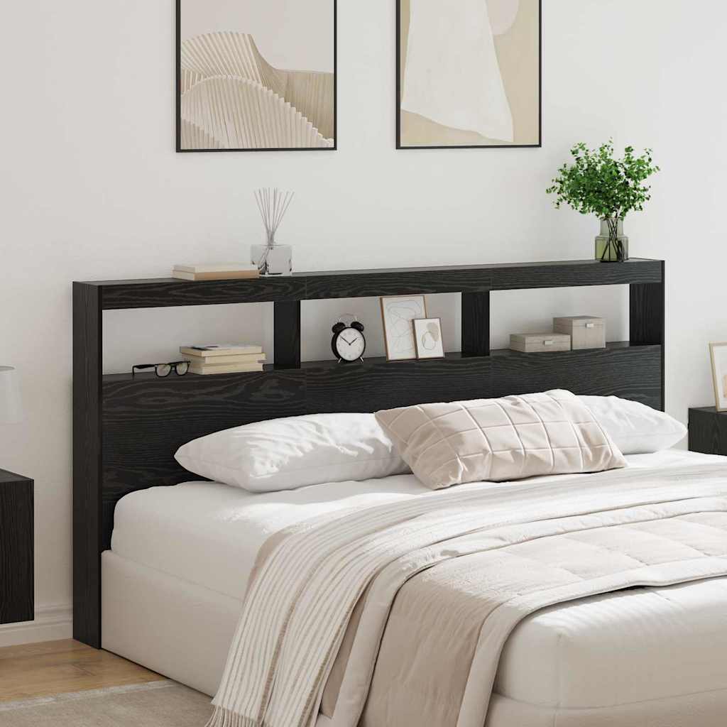 vidaXL Zagłówek Czarny Dąb 200 x 17 x 102 cm Materiał drewnopochodny
