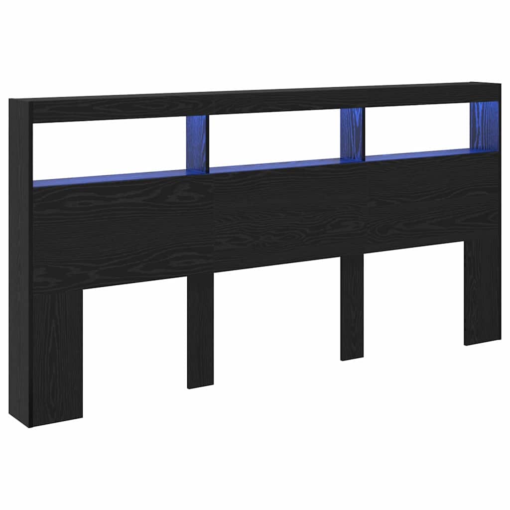 vidaXL Zagłówek Czarny Dąb 200 x 17 x 102 cm Materiał drewnopochodny