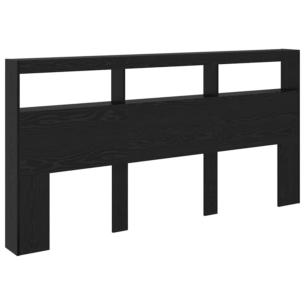 vidaXL Zagłówek Czarny Dąb 200 x 17 x 102 cm Materiał drewnopochodny