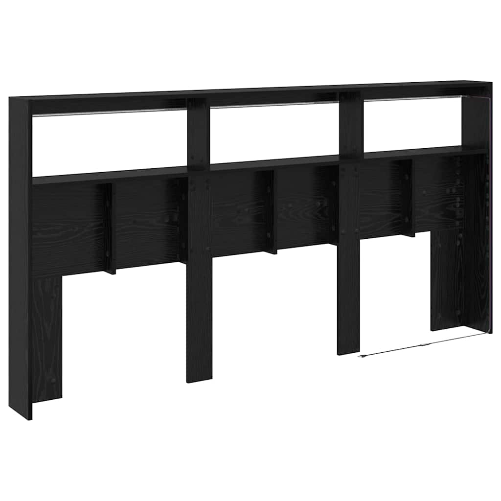 vidaXL Zagłówek Czarny Dąb 200 x 17 x 102 cm Materiał drewnopochodny