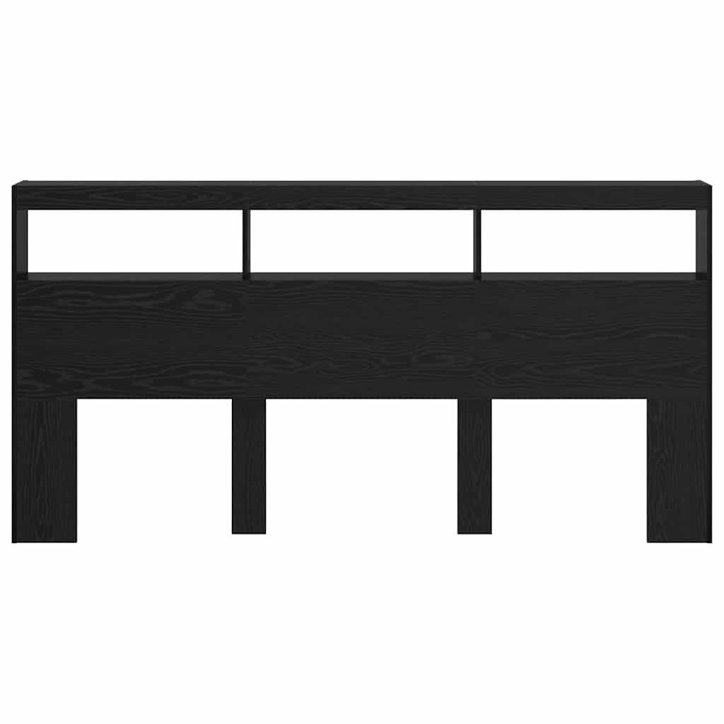 vidaXL Zagłówek Czarny Dąb 200 x 17 x 102 cm Materiał drewnopochodny