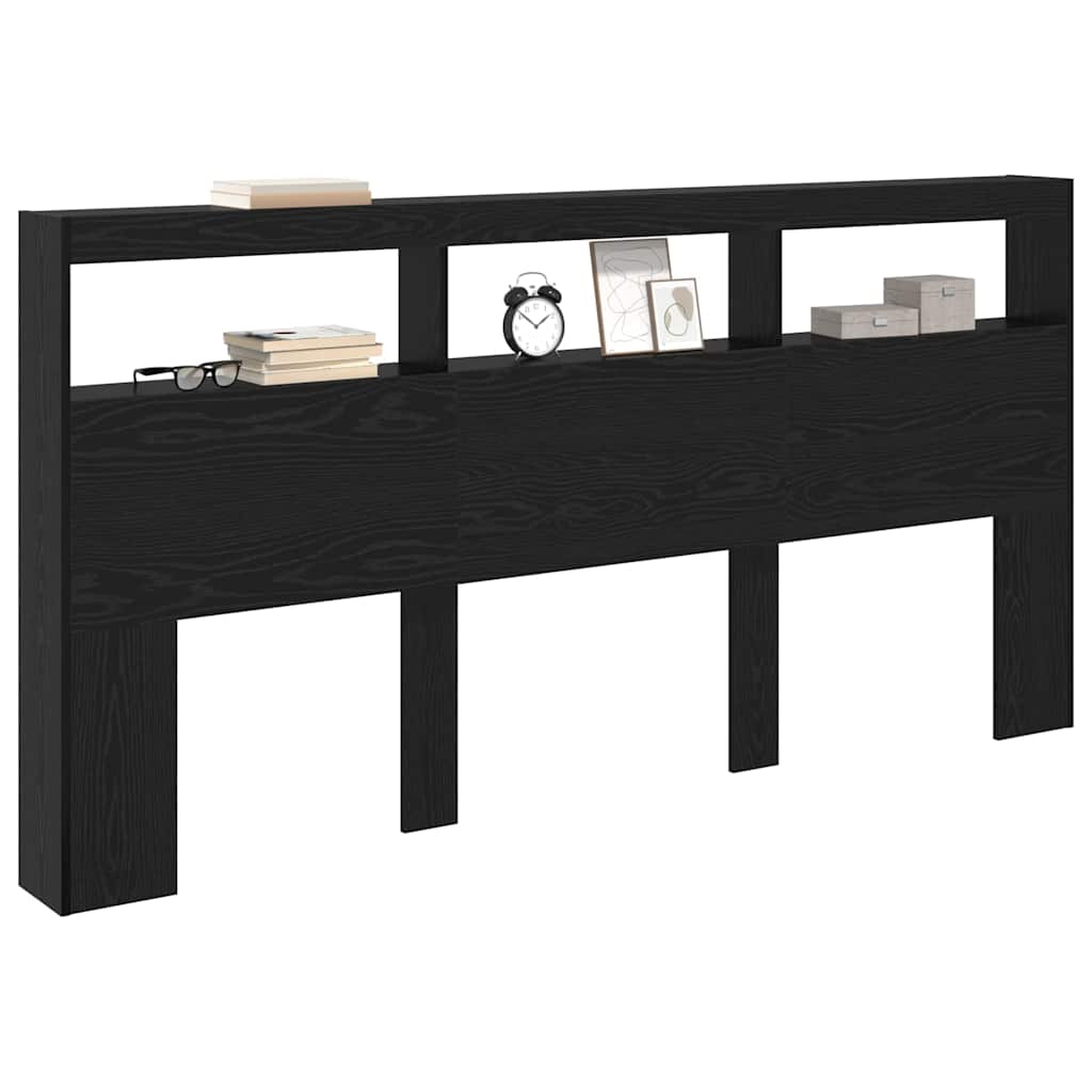 vidaXL Zagłówek Czarny Dąb 200 x 17 x 102 cm Materiał drewnopochodny