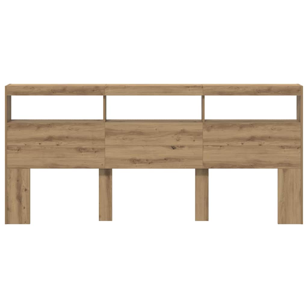 vidaXL Zagłówek Ze LED Lights Dąb rzemieślniczy 220 x 17 x 102 cm