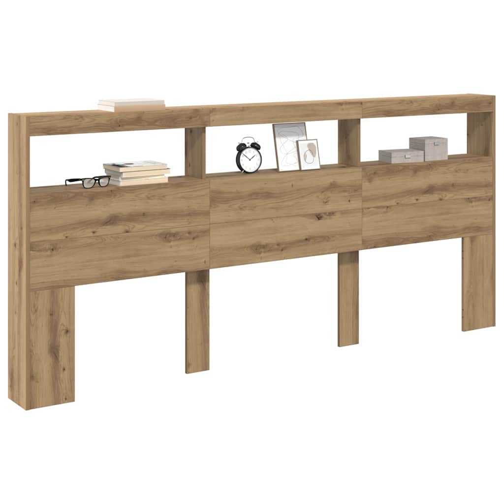 vidaXL Zagłówek Ze LED Lights Dąb rzemieślniczy 220 x 17 x 102 cm