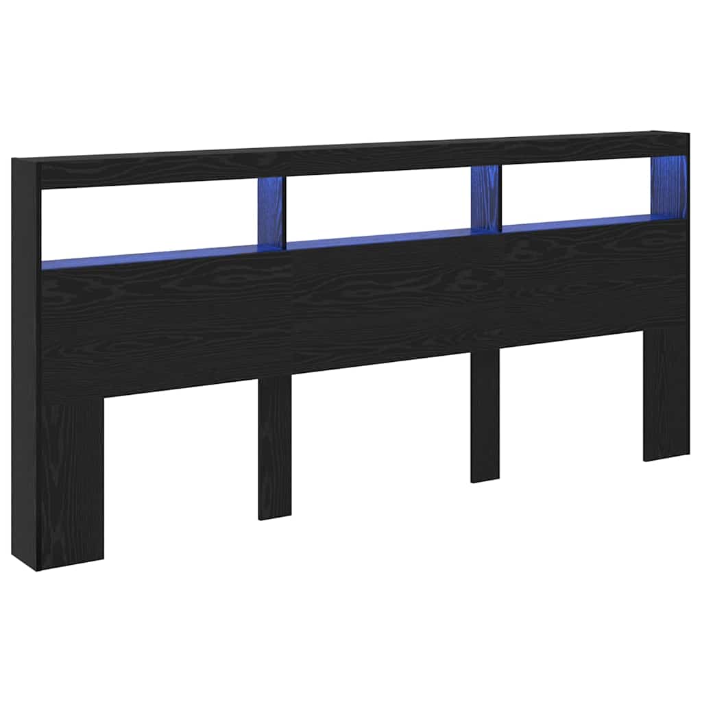 vidaXL Zagłówek Czarny Dąb 220 x 17 x 102 cm Materiał drewnopochodny