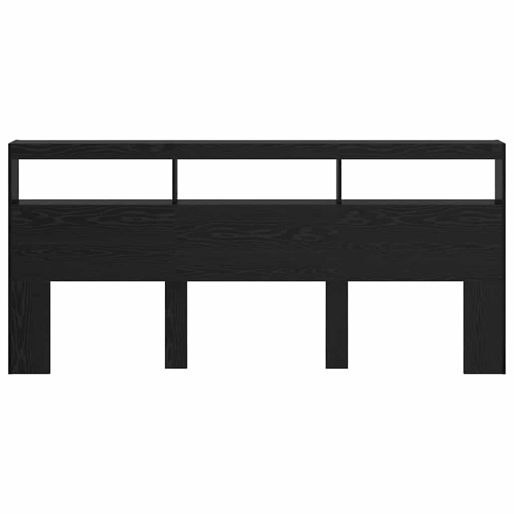 vidaXL Zagłówek Czarny Dąb 220 x 17 x 102 cm Materiał drewnopochodny