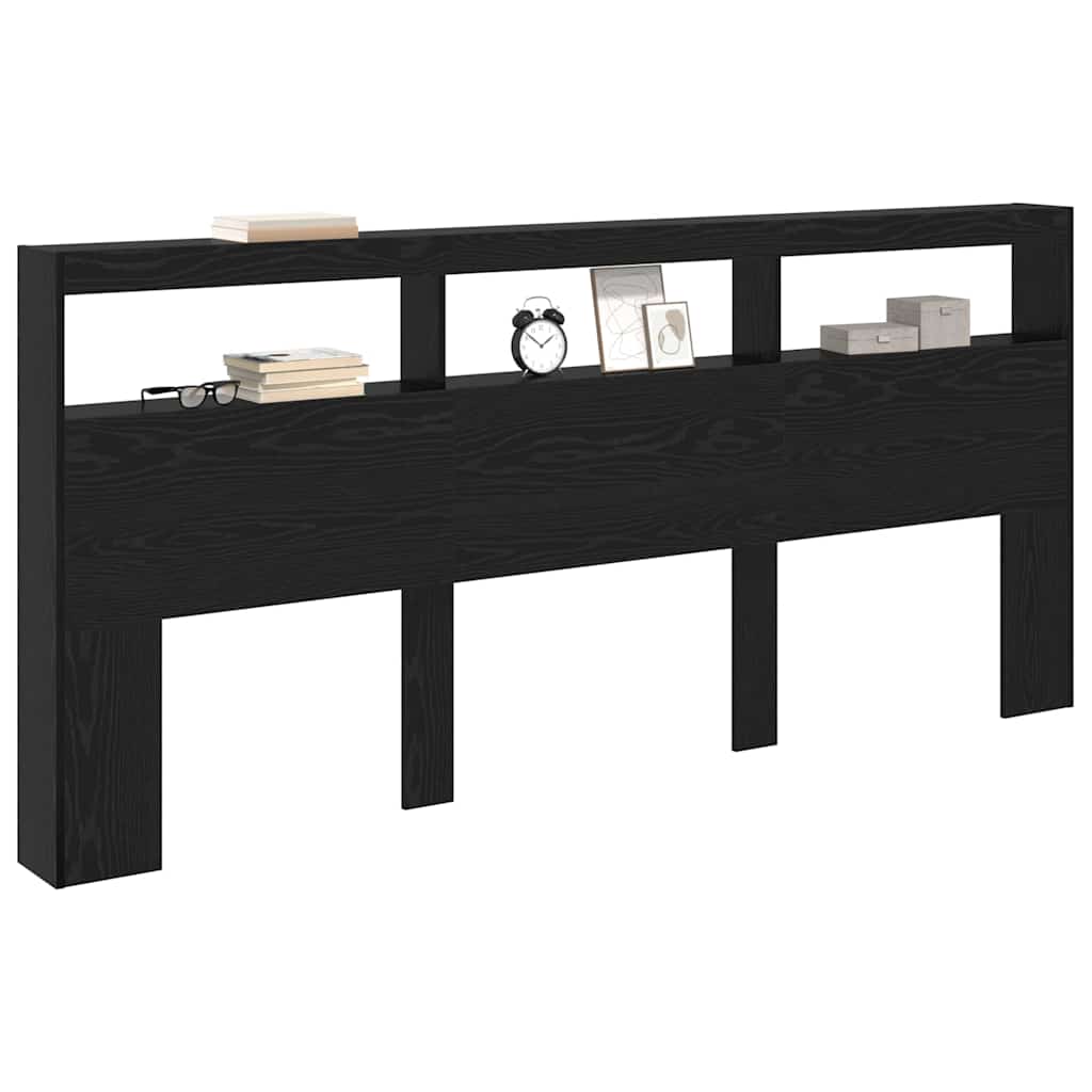vidaXL Zagłówek Czarny Dąb 220 x 17 x 102 cm Materiał drewnopochodny