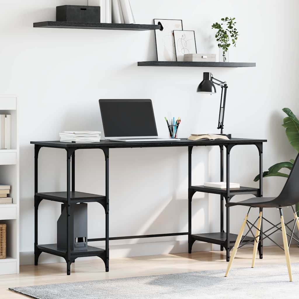 vidaXL Biurko Czarny Dąb 140 x 50 x 75 cm Materiał drewnopochodny