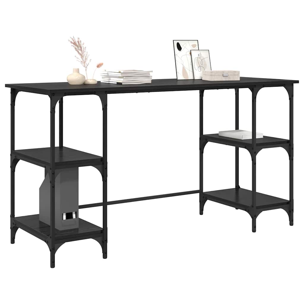 vidaXL Biurko Czarny Dąb 140 x 50 x 75 cm Materiał drewnopochodny