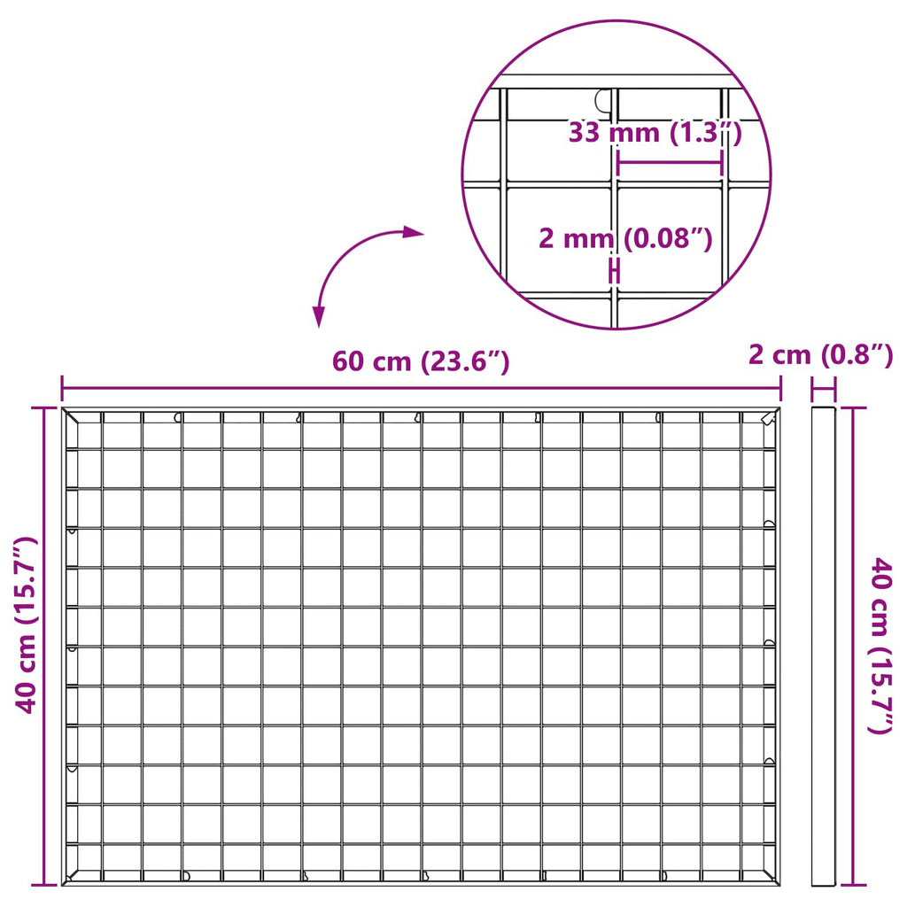 vidaXL Ruszt Srebrny 60 x 40 x 2 cm Stal ocynkowana na gorąco